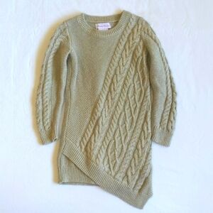 tommy bahama wool blend metallic gold cable knit sweater dress size 4 girls